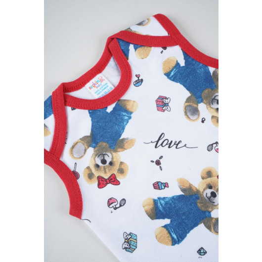 Cotton Patterned Baby Strap Snapped Body