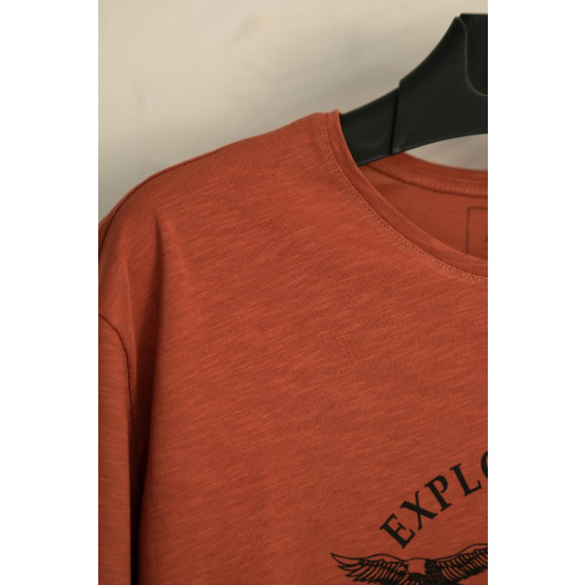 Zero Collar Plus Size Printed Combed Men's T-Shirt