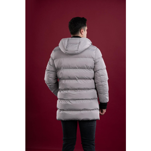 Sir Regular Fit Hooded Lined Long Thick Inflatable Jacket