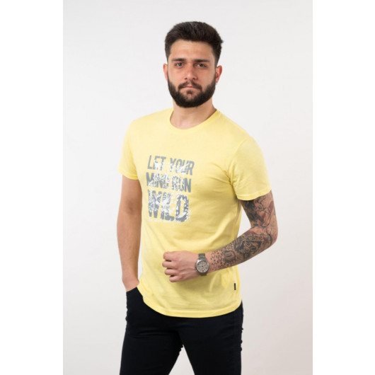 Men's Slimfi̇t Basic Printed T-Shirt