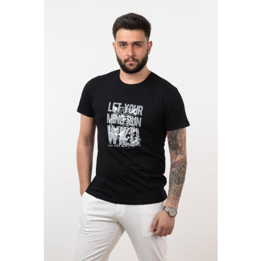 Men's Slimfi̇t Basic Printed T-Shirt