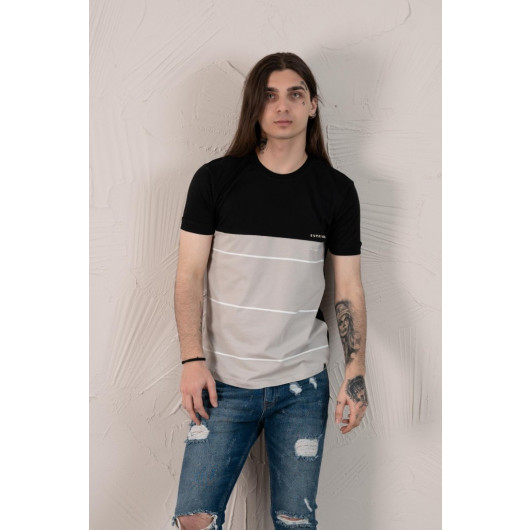 Slimfite Printed Zero Collar Men's Combed Combed T-Shirt