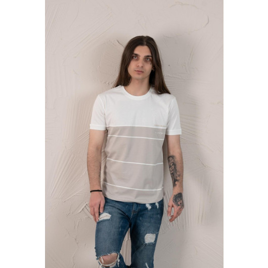 Slimfite Printed Zero Collar Men's Combed Combed T-Shirt