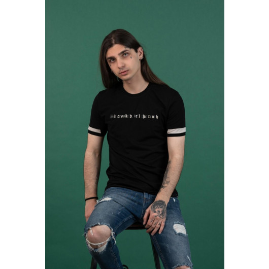 Slimfit Printed Zero Collar Men's Combed Cotton T-Shirt