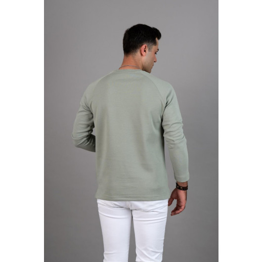 Slimfite Printed Zero Collar Long Sleeve Men's Sweatshirt