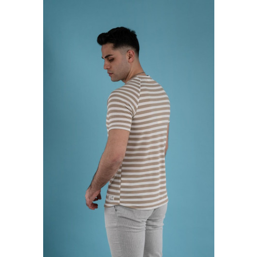 Slimfit Striped Knitted Cotton Men's T-Shirt