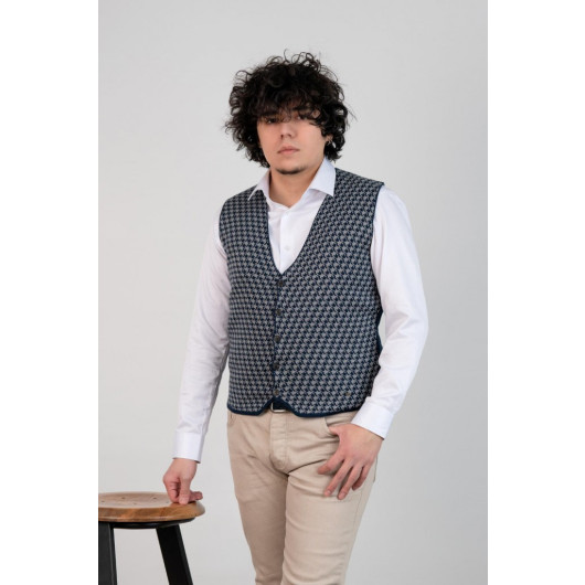 Slimfit Patterned Men's Knitwear Vest