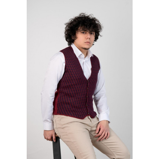 Slimfit Patterned Men's Knitwear Vest