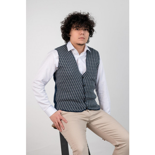 Slimfit Patterned Men's Knitwear Vest