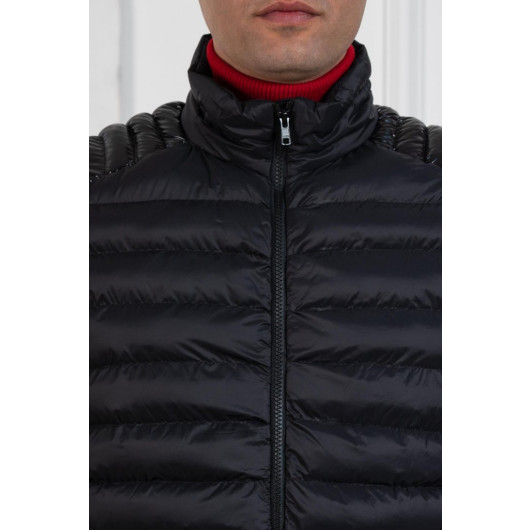 Men's Quilted Vest With Slimfit Steel Collar Zipper Closure