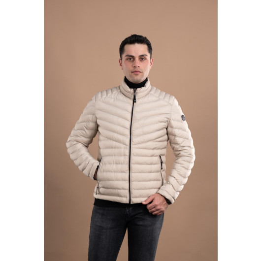 Slimfit Men's Puffer Coat With High Collar Zipper