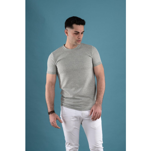 Slimfit Textured Cycling Collar Men's T-Shirt