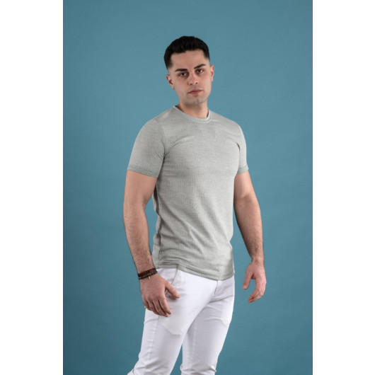 Slimfit Textured Cycling Collar Men's T-Shirt