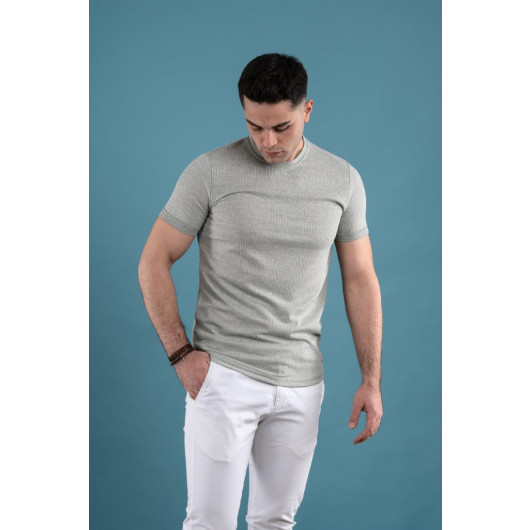 Slimfit Textured Cycling Collar Men's T-Shirt