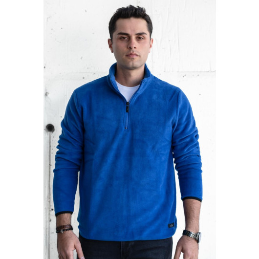 Slimfit Zipper Collar Men's Fleece Sweatshirt