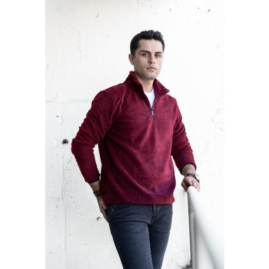 Slimfit Zipper Collar Men's Fleece Sweatshirt