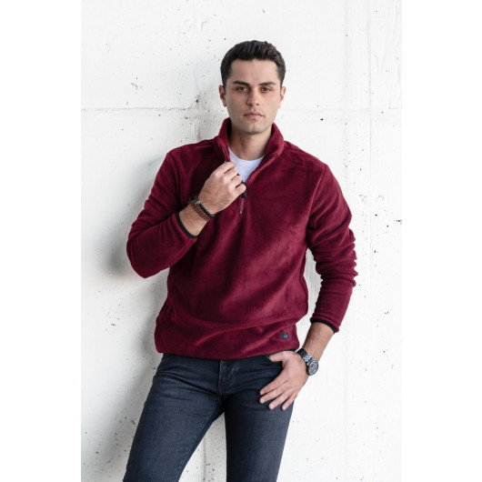 Slimfit Zipper Collar Men's Fleece Sweatshirt