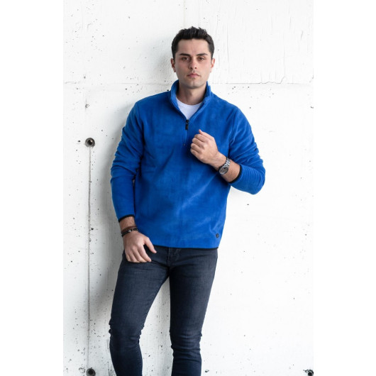 Slimfit Zipper Collar Men's Fleece Sweatshirt