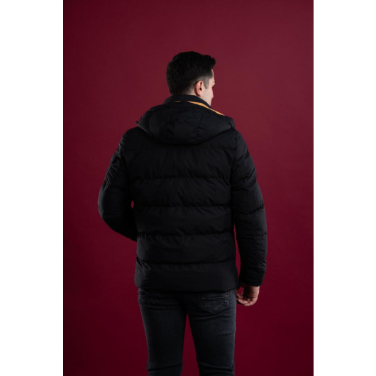 Men's Inflatable Puffer Jacket With Slimfit Hooded Lined