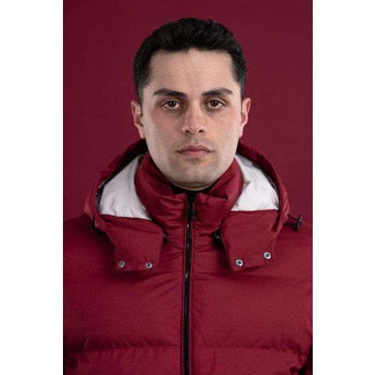 Men's Inflatable Puffer Jacket With Slimfit Hooded Lined