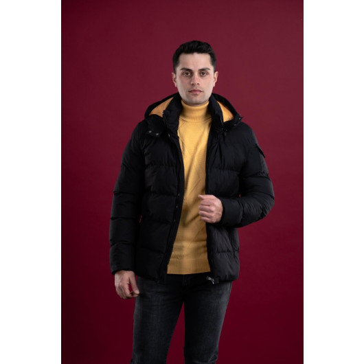 Men's Inflatable Puffer Jacket With Slimfit Hooded Lined