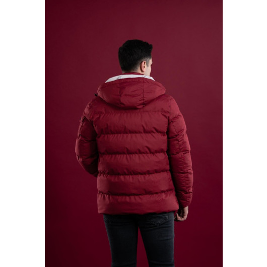 Men's Inflatable Puffer Jacket With Slimfit Hooded Lined