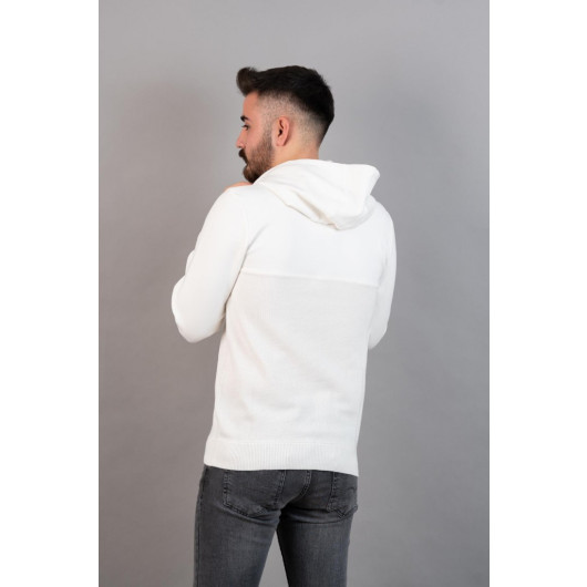 Slimfit Hooded Men's Sports White Sweatshirt