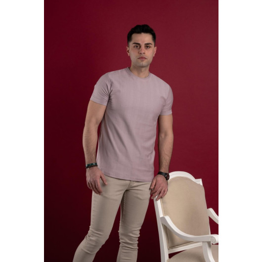 Slimfit Patterned Men's Combed Cotton T-Shirt