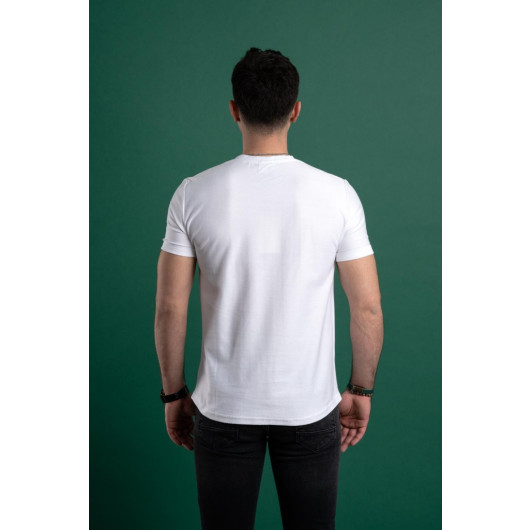 Slimfit Patterned Men's Combed Cotton T-Shirt