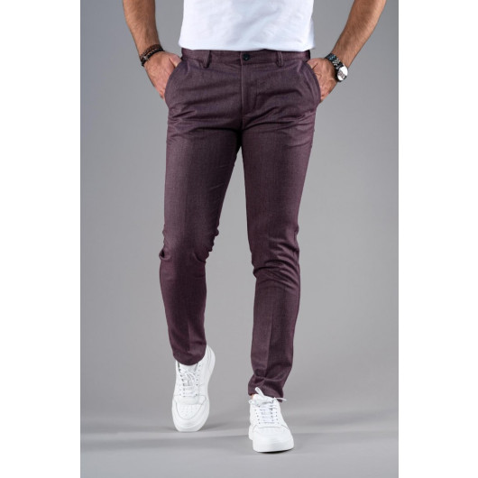 Slim Fit Slim Fit Men's Fabric Trousers