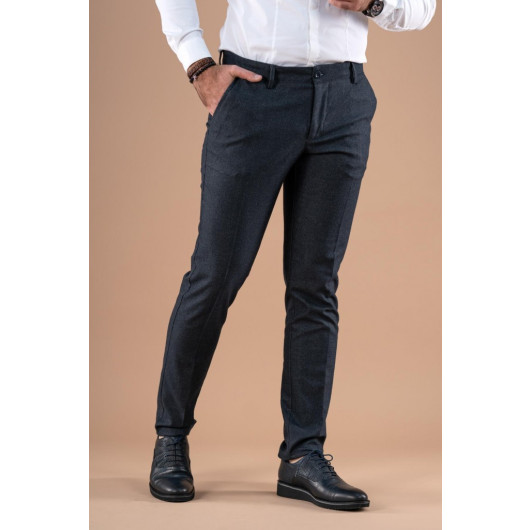 Slim Fit Slim Fit Men's Fabric Trousers