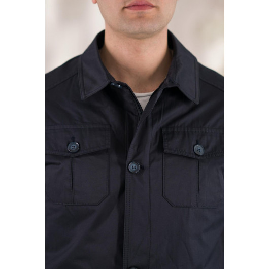 Slimfite Collar Men's Spring Coat With Pocket Lined