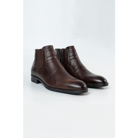 Smart Shearling Zipper Genuine Leather Men's Boots