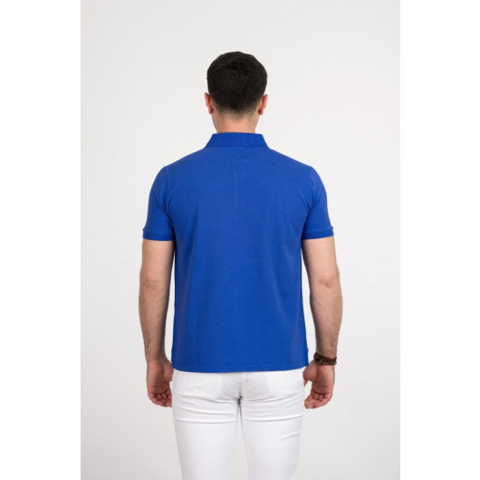 Stone Wash Regular Fit Lacost Fabric Polo Collar Cotton Men's T-Shirt