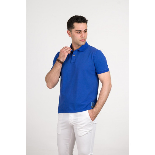 Stone Wash Regular Fit Lacost Fabric Polo Collar Cotton Men's T-Shirt