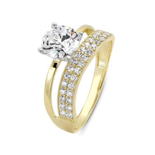 Solitaire Wedding Ring 2 Rows 2.75 Grams 14 Carat Gold