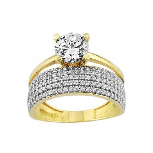 Solitaire Wedding Ring 4 Rows 3.50 Grams 14 Carat Gold