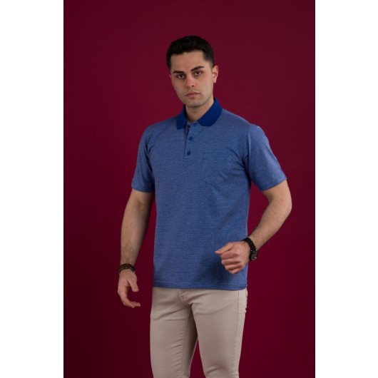 Woolen World Classic Pattern Polo Neck Pocket Textured Men's T-Shirt