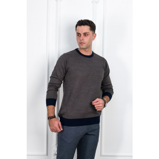 Woolen World Eyelet Zero Collar Regular Fit Men's Sweater