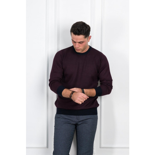 Woolen World Eyelet Zero Collar Regular Fit Men's Sweater