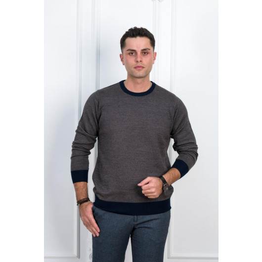 Woolen World Eyelet Zero Collar Regular Fit Men's Sweater