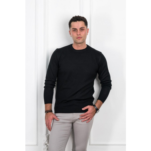 Woolen World Zero Collar Regular Fit Patterned Men's Sweater