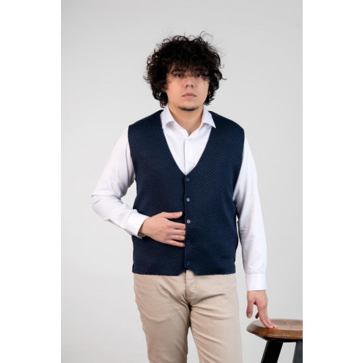 Woolen World Men's Knitwear Vest With Slimfite Patterned