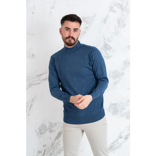 Woolen World Half Baliçi Regular Fit Patterned Men's Sweater