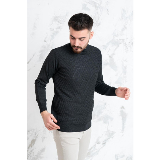 Woolen World Half Baliçi Regular Fit Patterned Men's Sweater