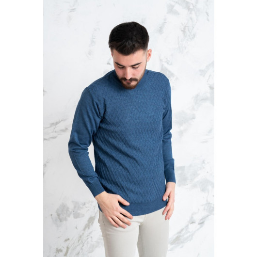 Woolen World Half Baliçi Regular Fit Patterned Men's Sweater