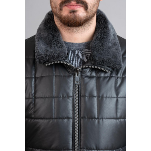 Fur Collar Regular Fit Men's Inflatable Jacket