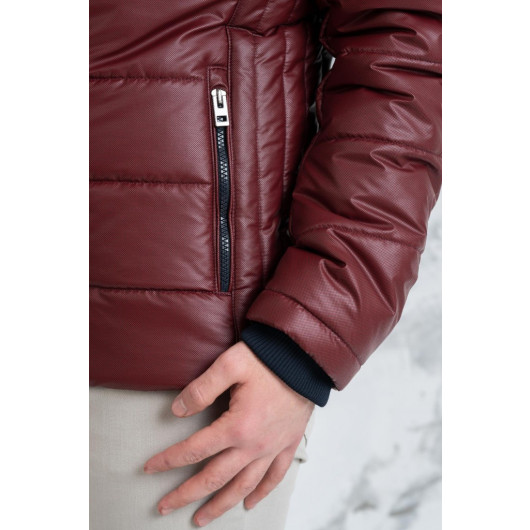 Fur Collar Regular Fit Men's Inflatable Jacket