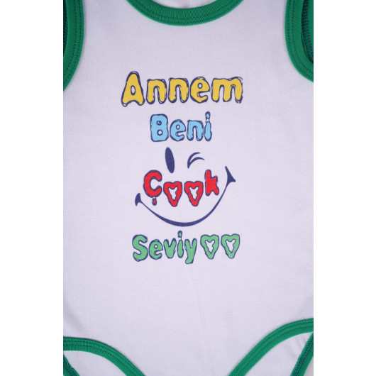 Bodysuit For Newborn Babies Made Of Cotton With A Writing Print