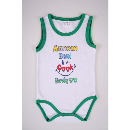 Bodysuit For Newborn Babies Made Of Cotton With A Writing Print